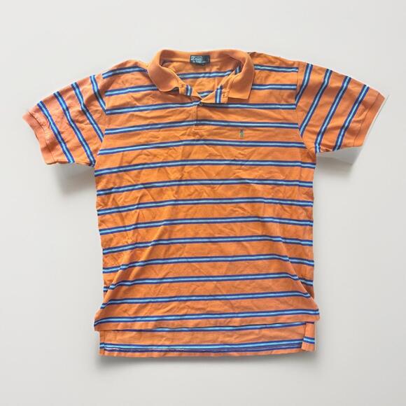 Polo Ralph Lauren, Orange And Gray Striped Short Sleeve Collared Shirt 2 XL - Picture 1 of 4